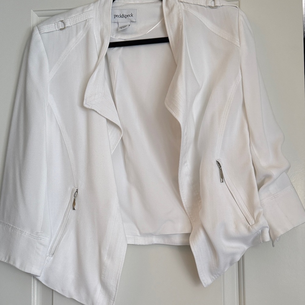 Peck & Peck Women's White Blazer Jacket